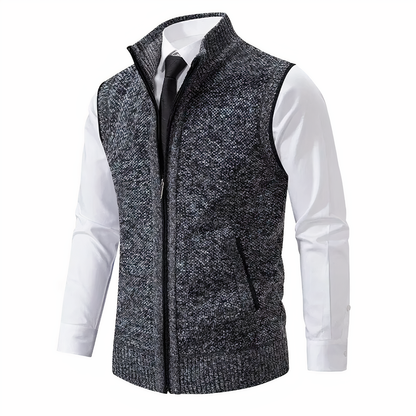 Heren Gebreide Zip-Up Gilet met Zakken