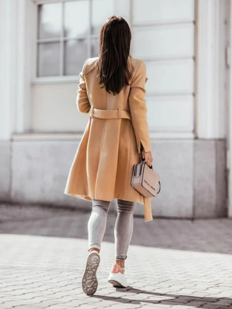 Classic Women's Trench Coat with Double Bow Closure