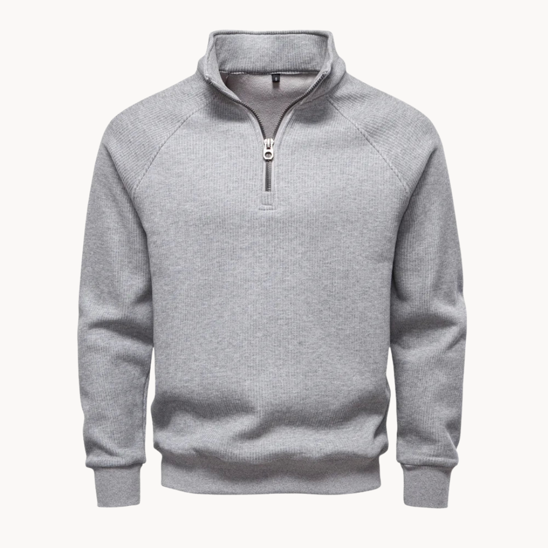 Men's Cotton-Blend Quarter-Zip Sweater
