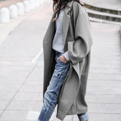 Oversized Damesjas met Lange Revers – Herfst/Winter Look