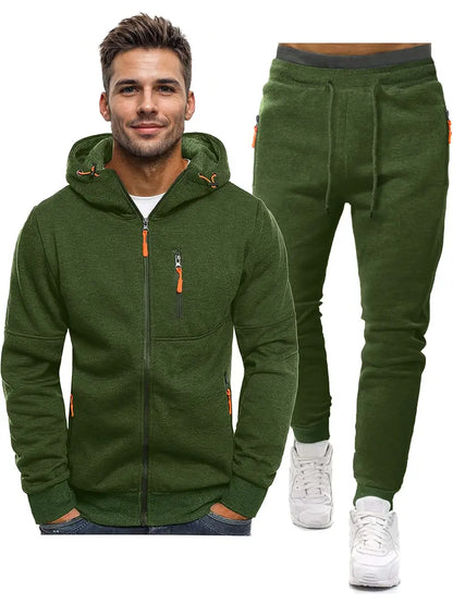 Men's Tracksuit 2-Piece – Sporty Pullover with Long Sleeves and Jogging Pants