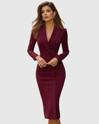 Dames Blazer Jurk | Getailleerd & Elegante Pasvorm | Midi Business & Avond Jurk