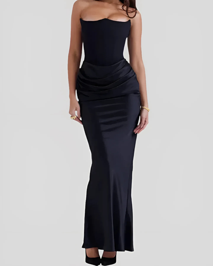 Celestine | Luxe Strapless Satin Maxi Jurk voor Bruiloften en Gala’s