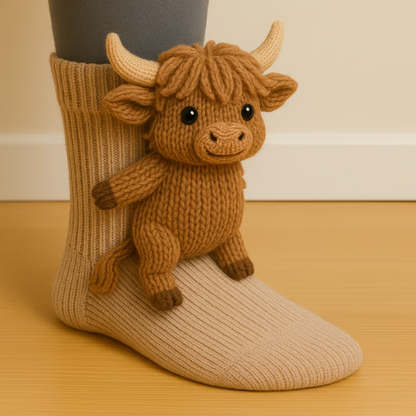 Ladies Knitted 3D Animal Socks for Indoors