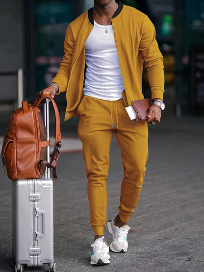 Men's Velvet Tracksuit with Zip Jacket – Stylish & Comfortable Set