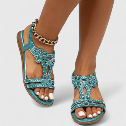 Elanora | Luxe Strass Sandalen voor Zomer en Feestelijke Gelegenheden-Damesschoenen > Sandalen > Luxe Sandalen-Myna Mode-turkoois-US 5 - UK 3-Myna Mode