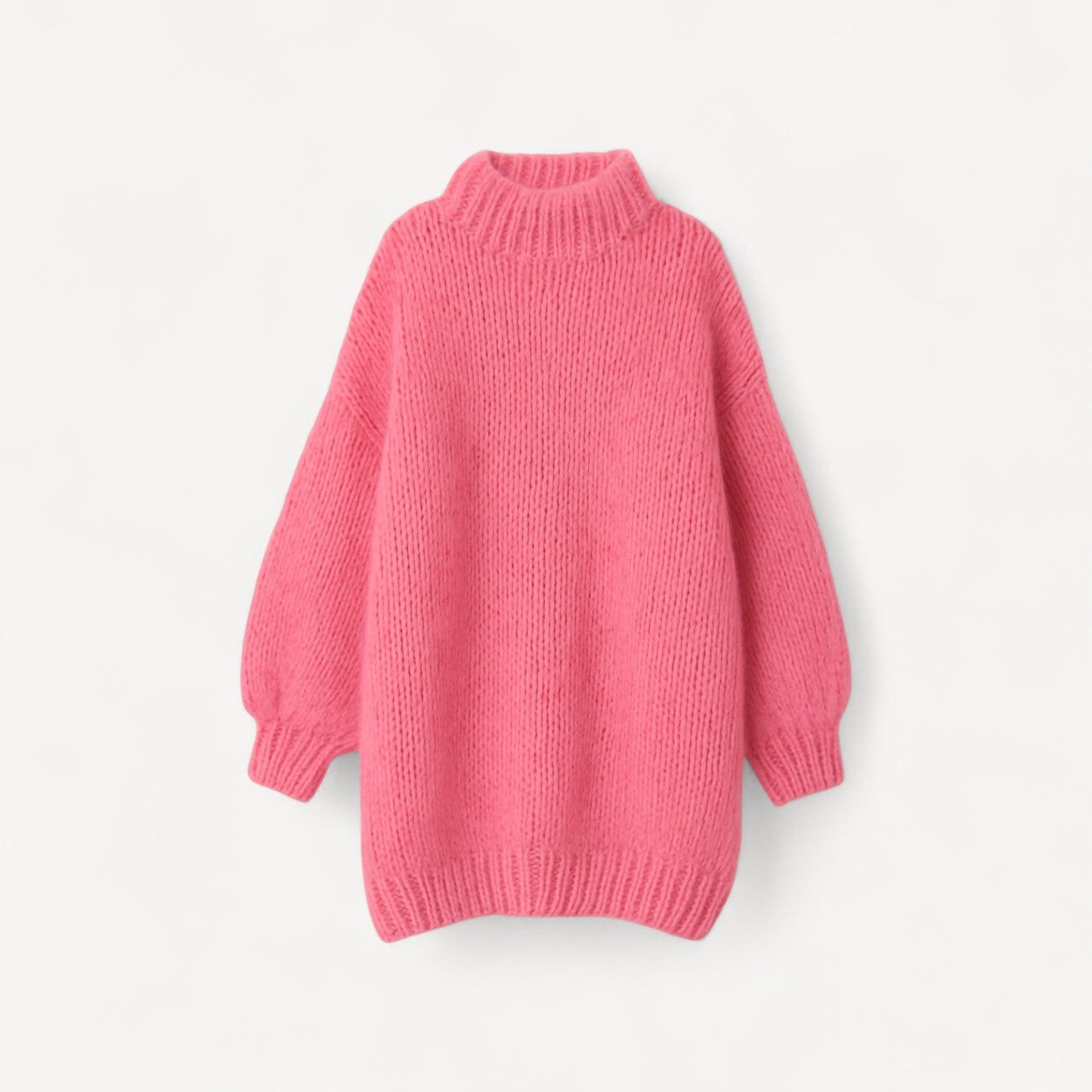 Davies – Übergroßer gestrickter Damenpullover mit hohem Kragen und Ballonärmeln