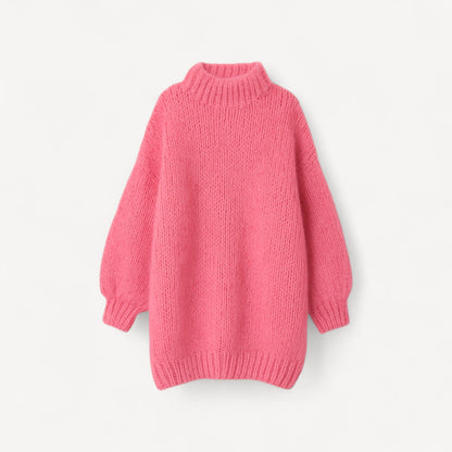 Davies – Übergroßer gestrickter Damenpullover mit hohem Kragen und Ballonärmeln