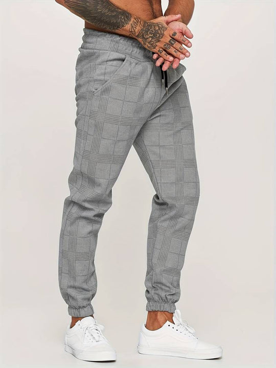 Comfortable Men's Jogging Pants with Checkered Pattern – For Every Day