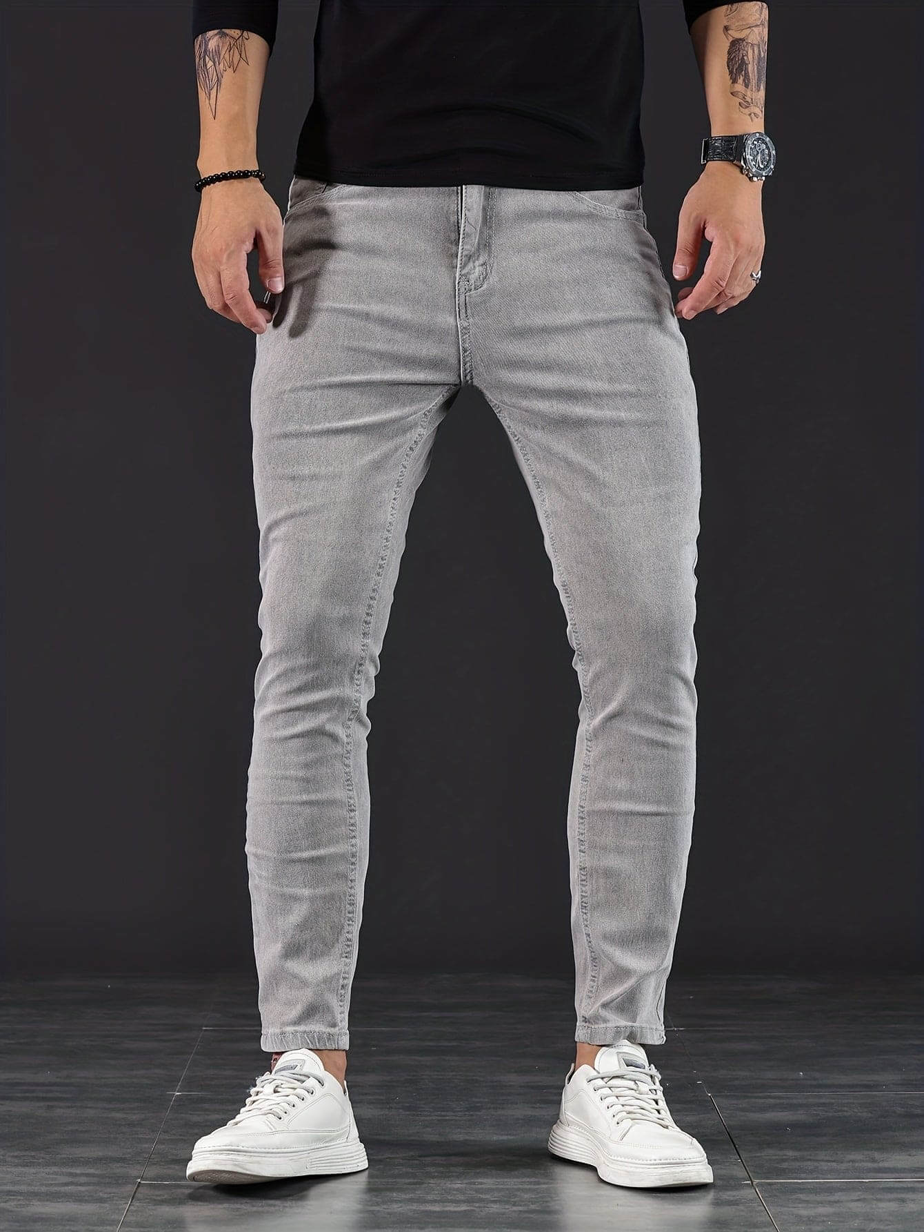 Heren Skinny Spijkerbroek – Slim Fit Jeans met Rits