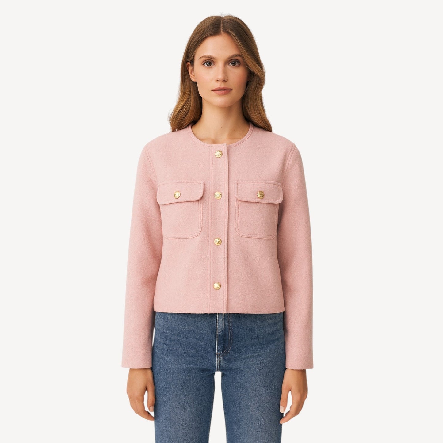 Davies – Elegante Dames Korte Jas met Goudkleurige Knopen