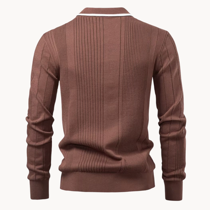 Heren Gebreide Polo met Knopen en Lange Mouwen