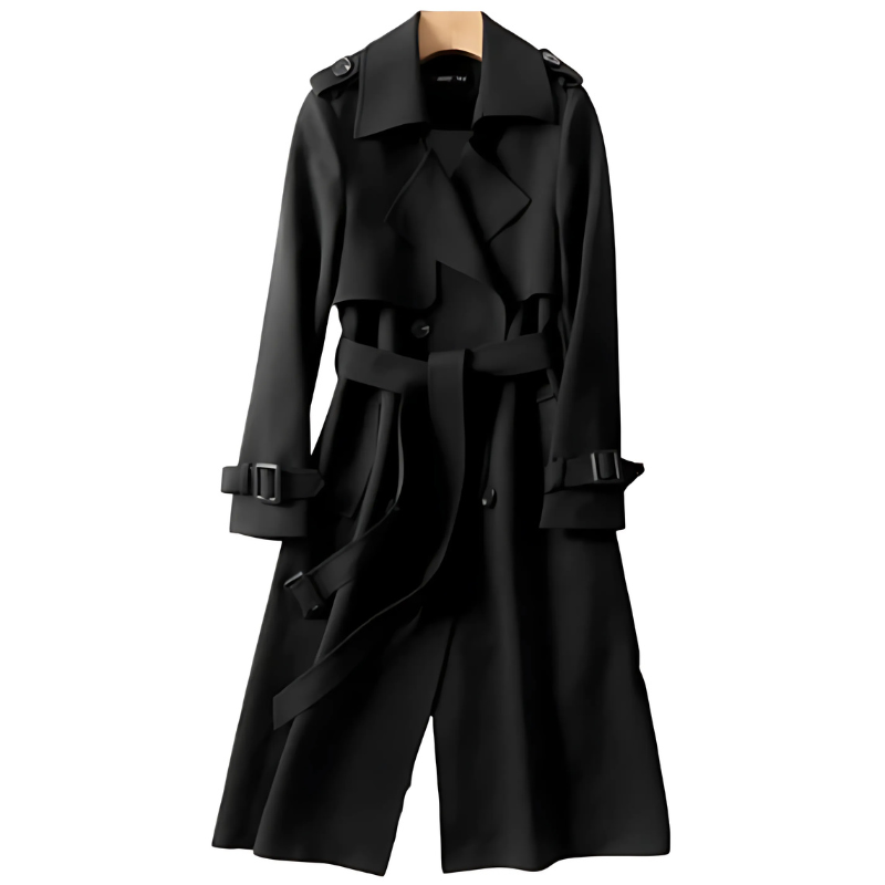 Dames Elegante Dubbelrijige Trenchcoat met Lange Mouwen