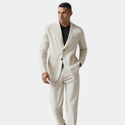 Men's Linen Suit Set – 3-Piece Breathable Summer Suit