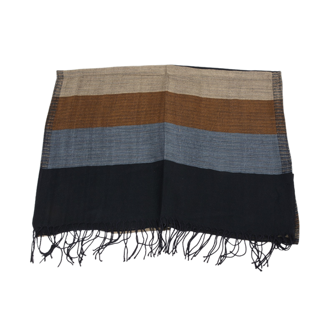 Benton Woven Scarf – Cotton with Subtle Color Blocks