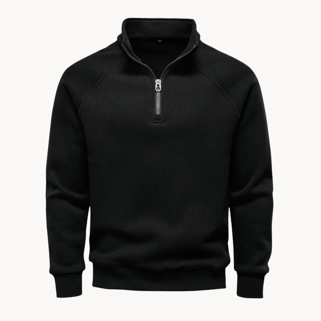 Men's Cotton-Blend Quarter-Zip Sweater