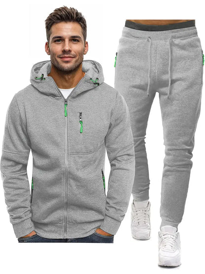 Men's Tracksuit 2-Piece – Sporty Pullover with Long Sleeves and Jogging Pants