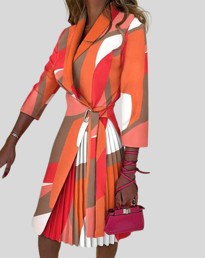 Women's Blazer Dress with Belt – Multicolor & Stylish with Half Sleeves