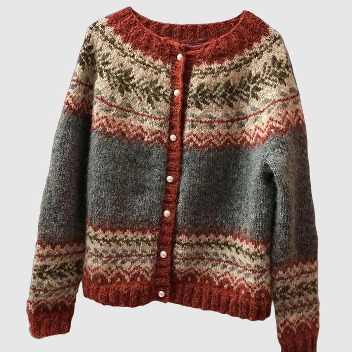 Dames Nordic Gebreid Vest – Fair Isle Patroon – Warme Herfst & Winter Cardigan