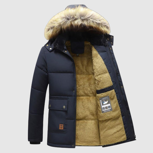 Heren Winterparka met Bontkraag – Gevoerde Jas voor Extreme Kou