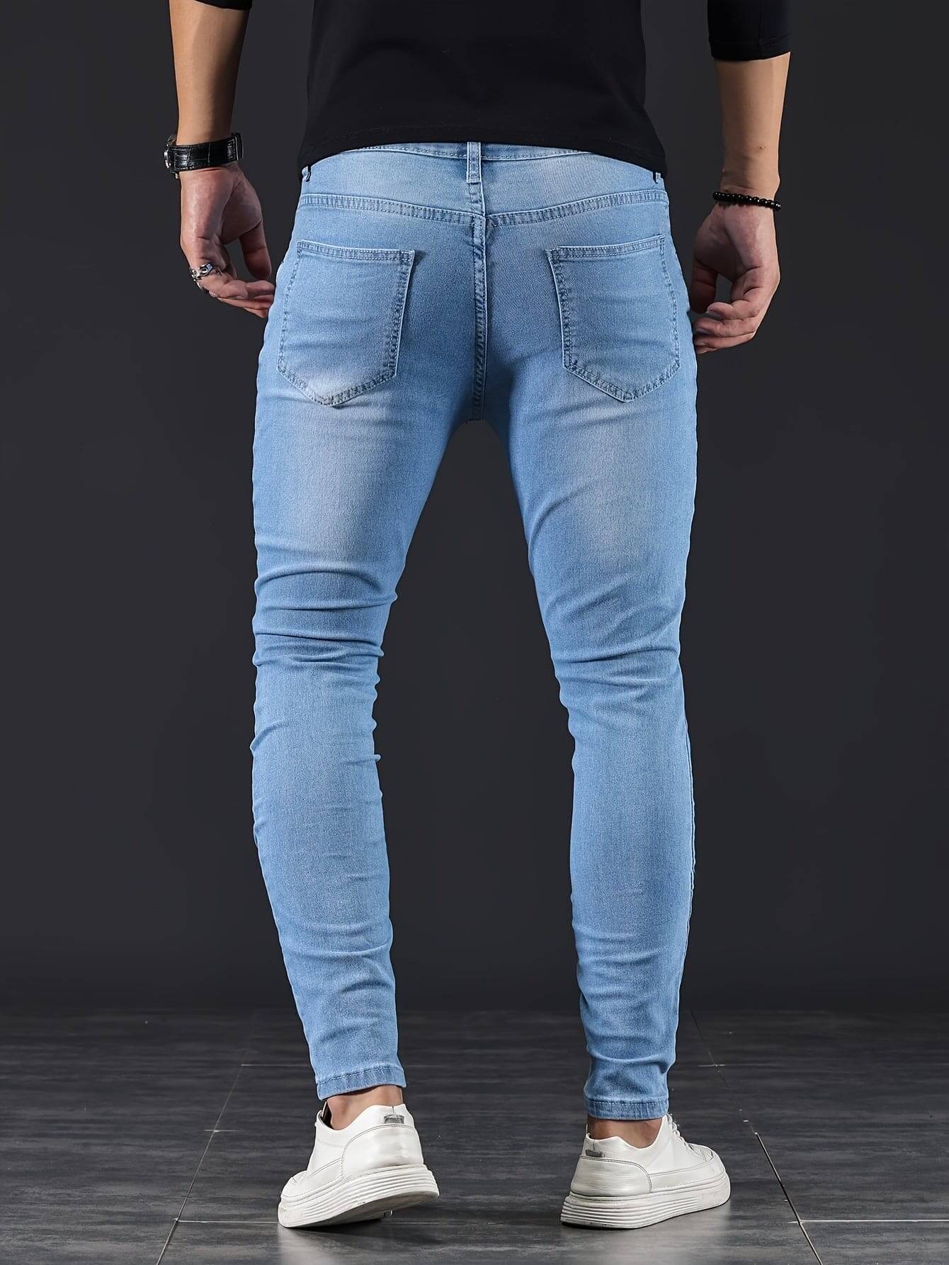 Heren Skinny Spijkerbroek – Slim Fit Jeans met Rits