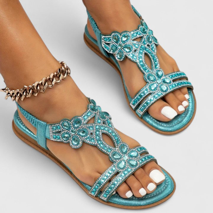 Elanora | Luxe Strass Sandalen voor Zomer en Feestelijke Gelegenheden-Damesschoenen > Sandalen > Luxe Sandalen-Myna Mode-turkoois-US 5 - UK 3-Myna Mode