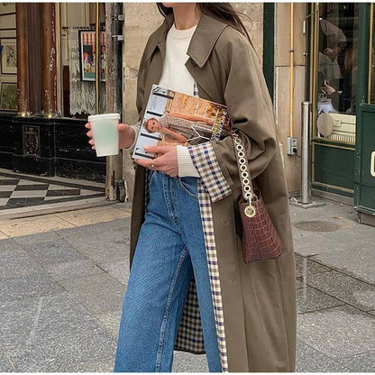 Lange Elegante Trenchcoat Dames – Khaki Groen