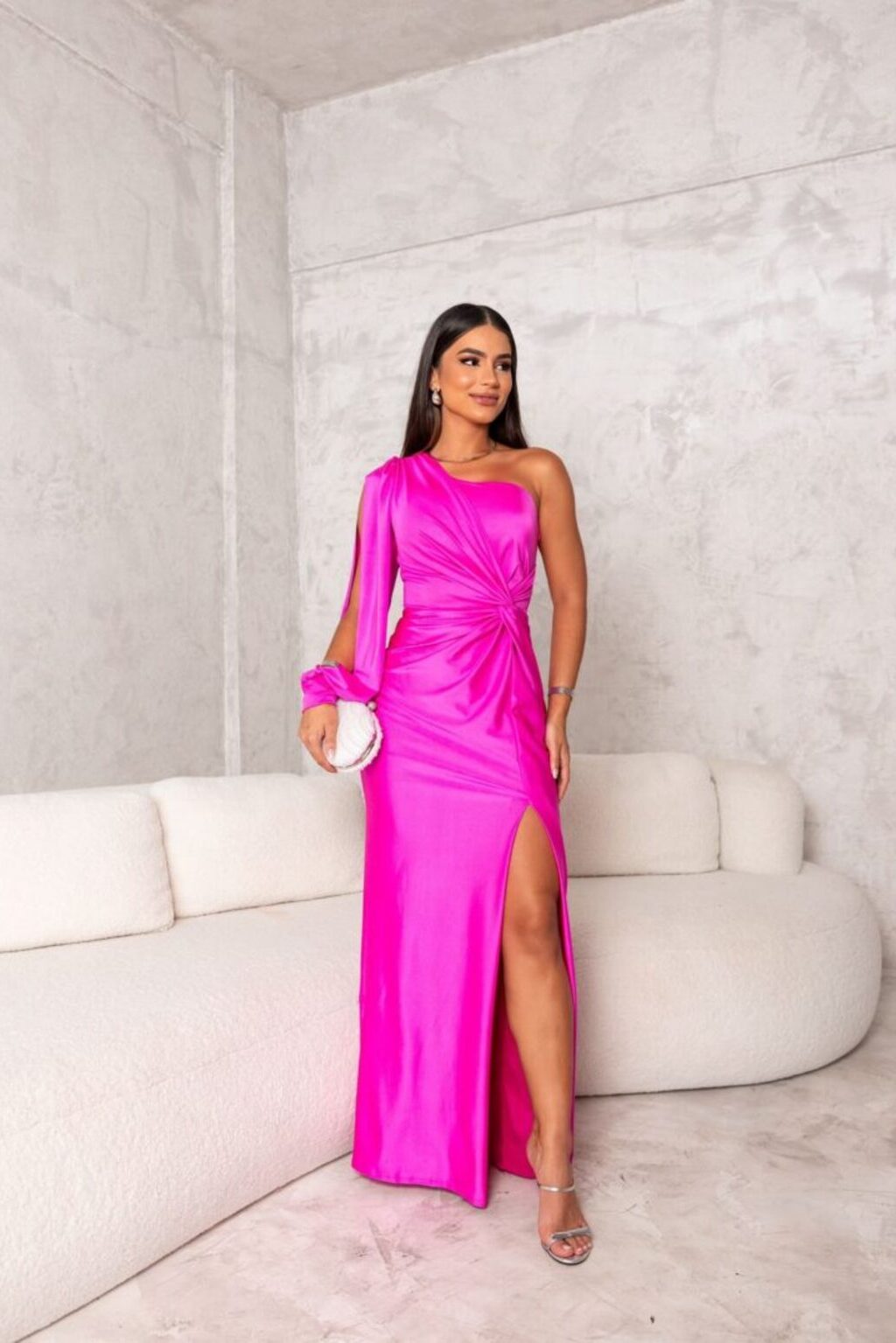 Anna™ - Elegante Satijnen Avondjurk met Split