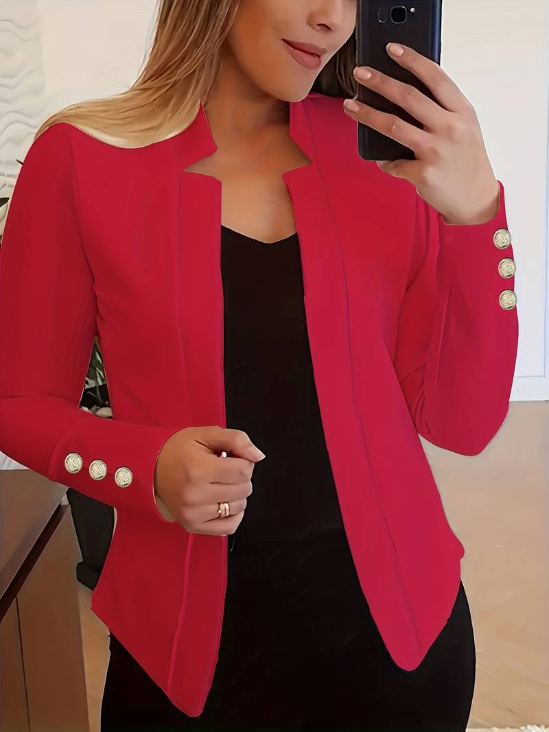 Casual Women's Blazer with Buttons – Lightweight Cotton, Long Sleeve