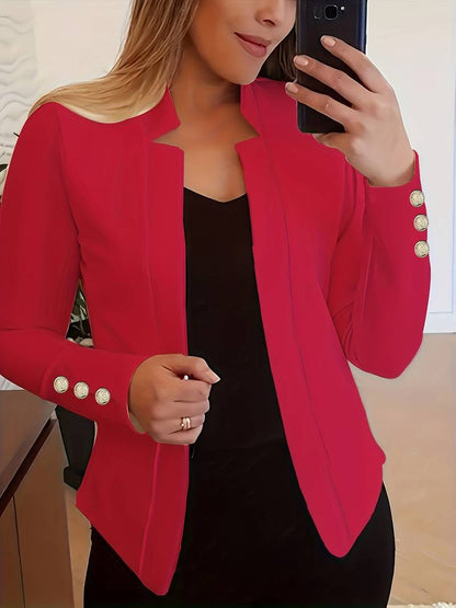 Casual Women's Blazer with Buttons – Lightweight Cotton, Long Sleeve