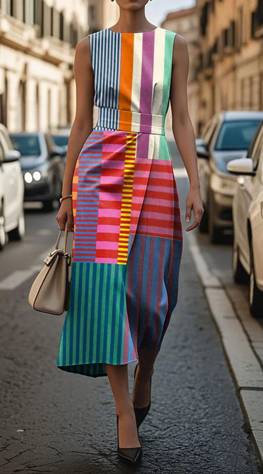 Tiffany - Sleeveless Women's Dress with Print