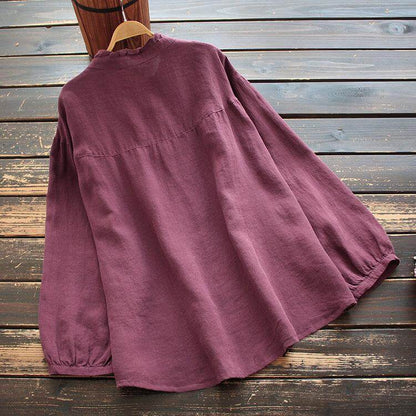 Losvallend Damesoverhemd van Katoen – Lange Mouwen