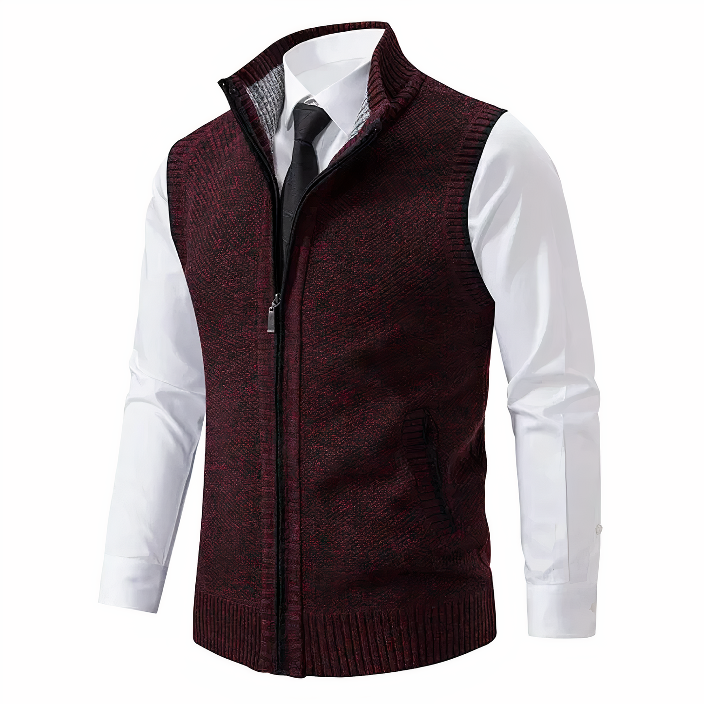 Heren Gebreide Zip-Up Gilet met Zakken