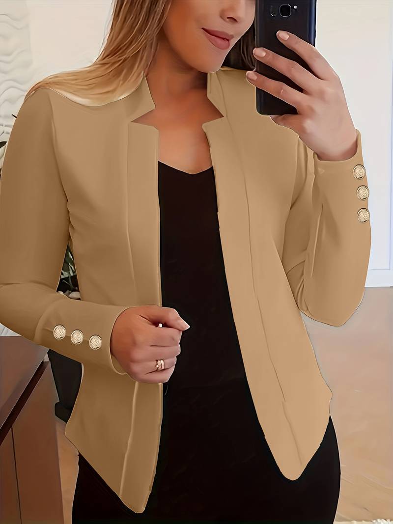 Casual Women's Blazer with Buttons – Lightweight Cotton, Long Sleeve