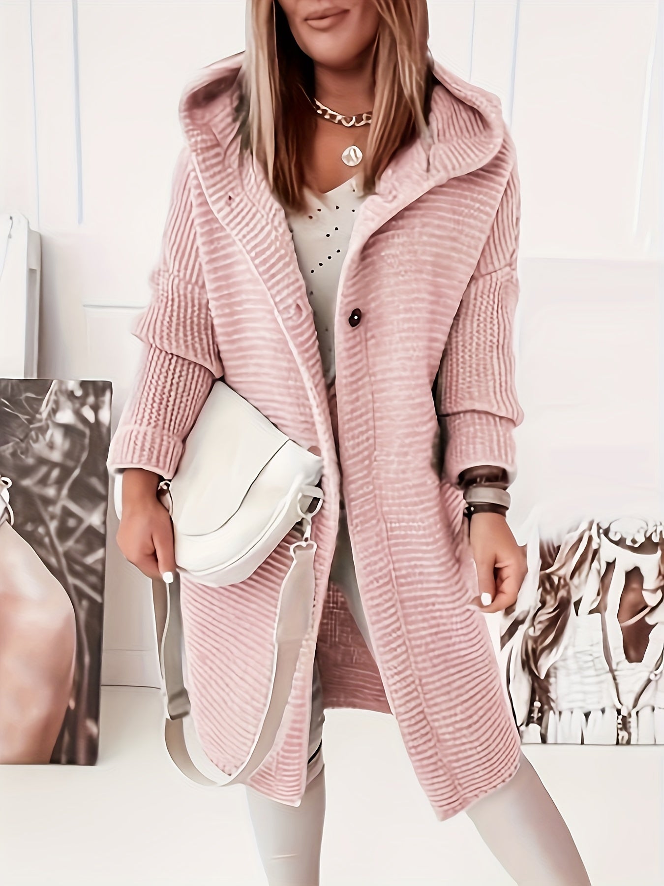 Elegante Dames Cardigan met Capuchon – Kasjmier Look