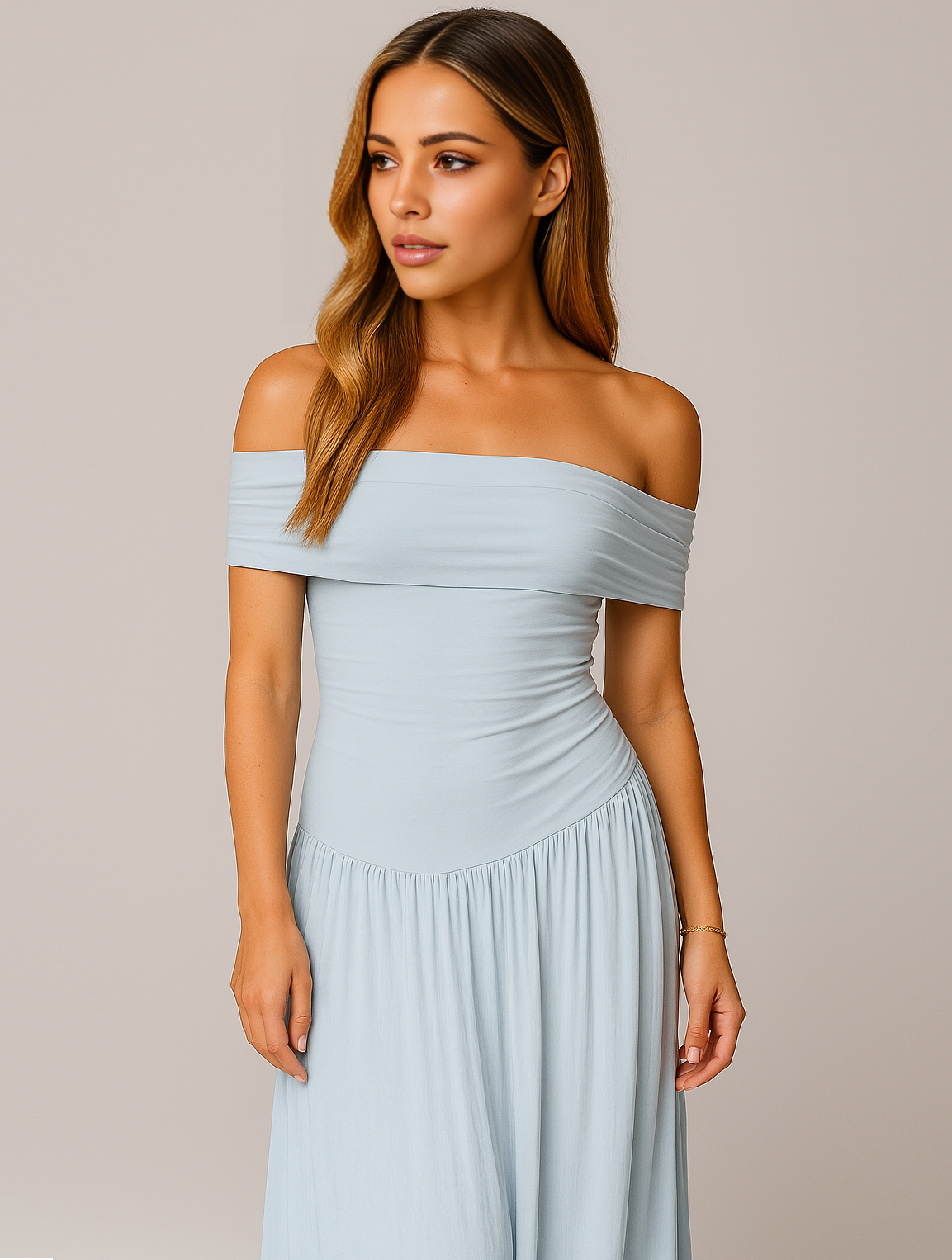 Aurélie | Elegante Geplooide Maxi Jurk voor Bruiloften en Gala’s