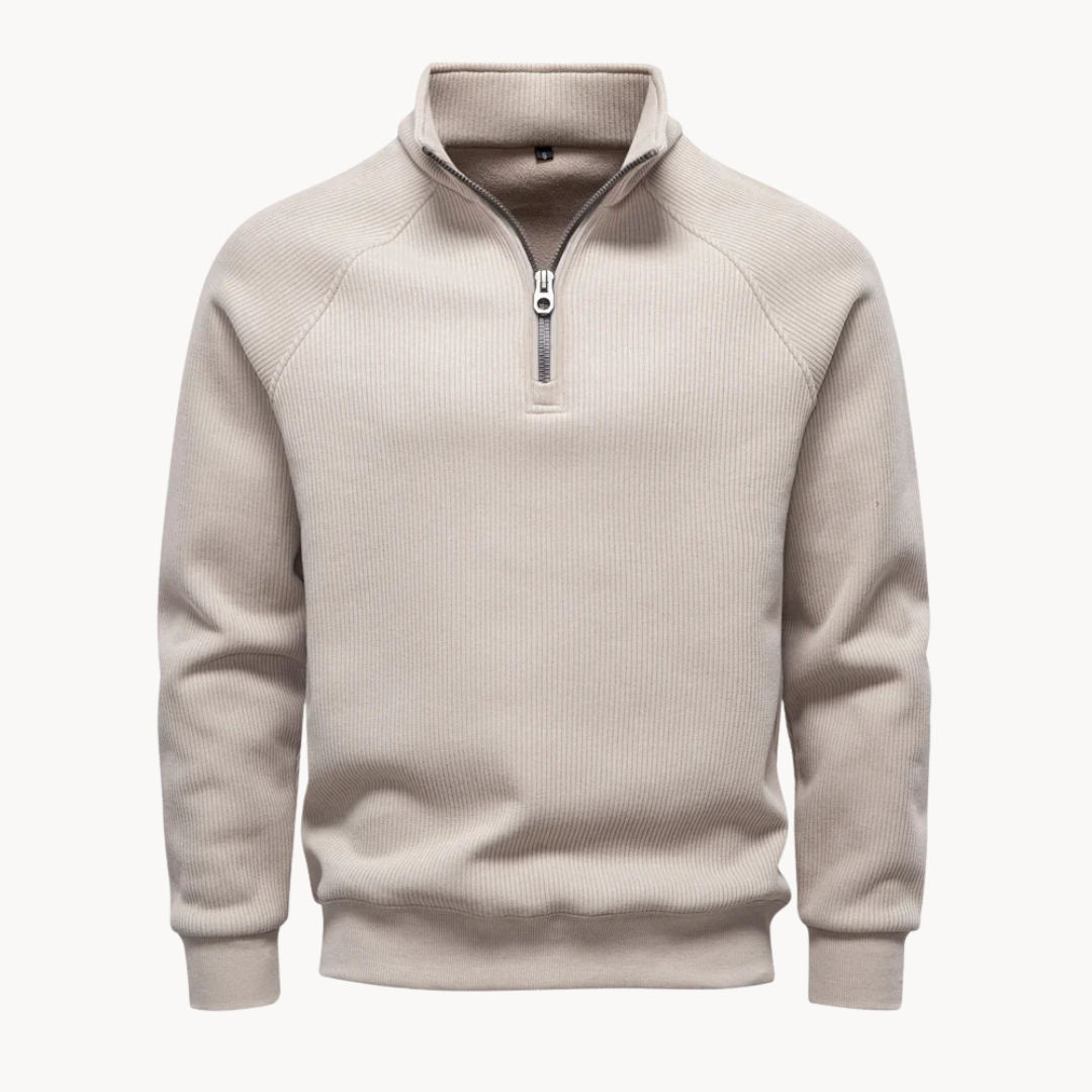 Men's Cotton-Blend Quarter-Zip Sweater
