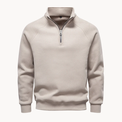 Men's Cotton-Blend Quarter-Zip Sweater