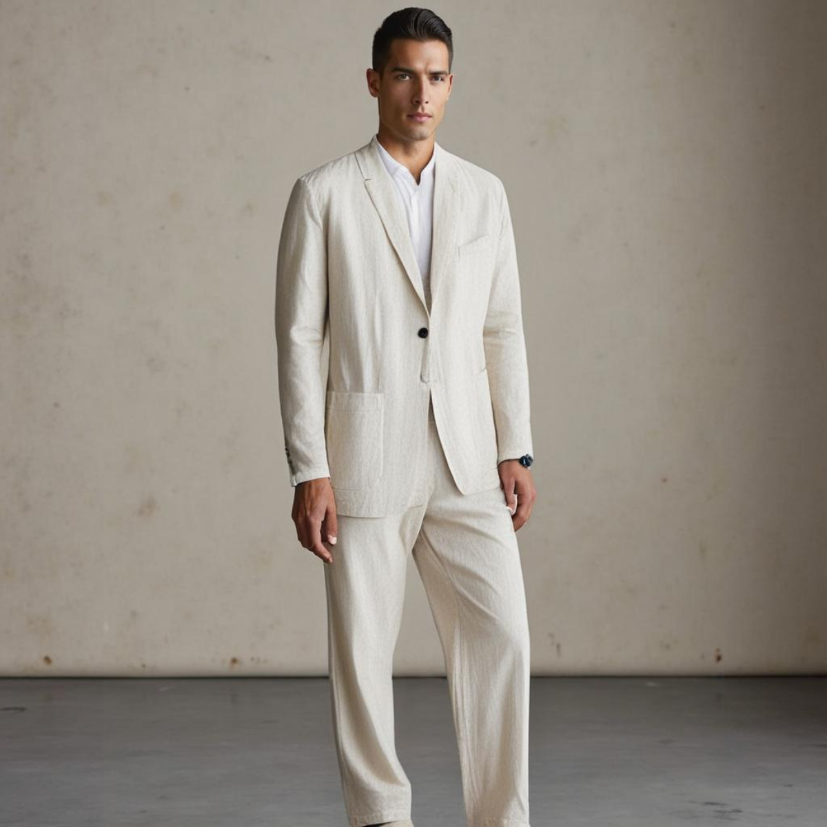 Men's Linen Suit Set – 3-Piece Breathable Summer Suit