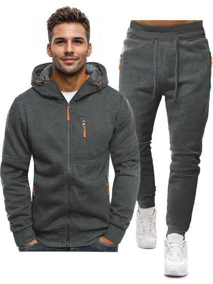 Men's Tracksuit 2-Piece – Sporty Pullover with Long Sleeves and Jogging Pants