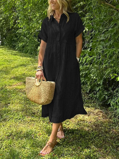 Dames Midi Jurk | Strepen & Knopen