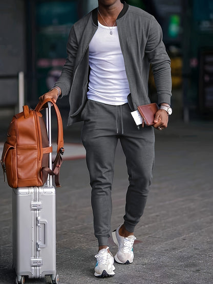 Men's Velvet Tracksuit with Zip Jacket – Stylish & Comfortable Set