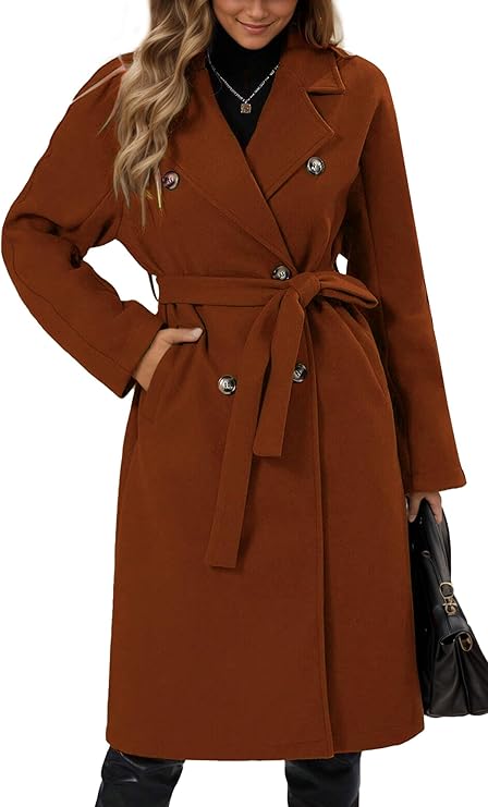 Klassieke Dames Trenchcoat met Dubbele Knoopsluiting – Elegant & Warm voor Herfst/Winter