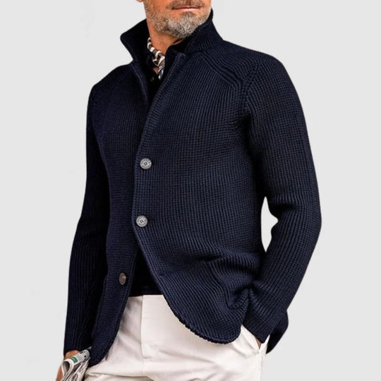 Stylish Men's Cardigan with Stand-up Collar – Comfort & Warmth