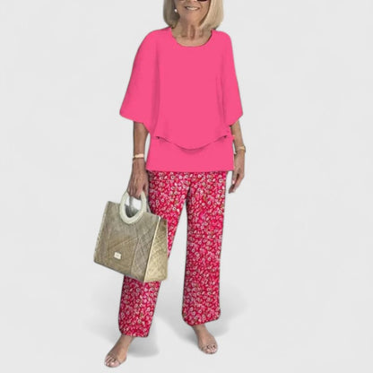 Women's 2-Piece Set | Comfort Top & Printed Relaxed Fit Pants