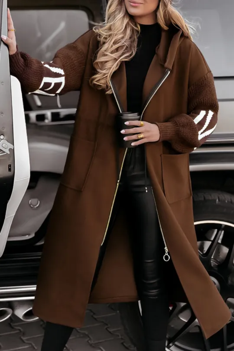 Women's Jacket with Hood and Knitted Sleeves – Patchwork | Autumn/Winter