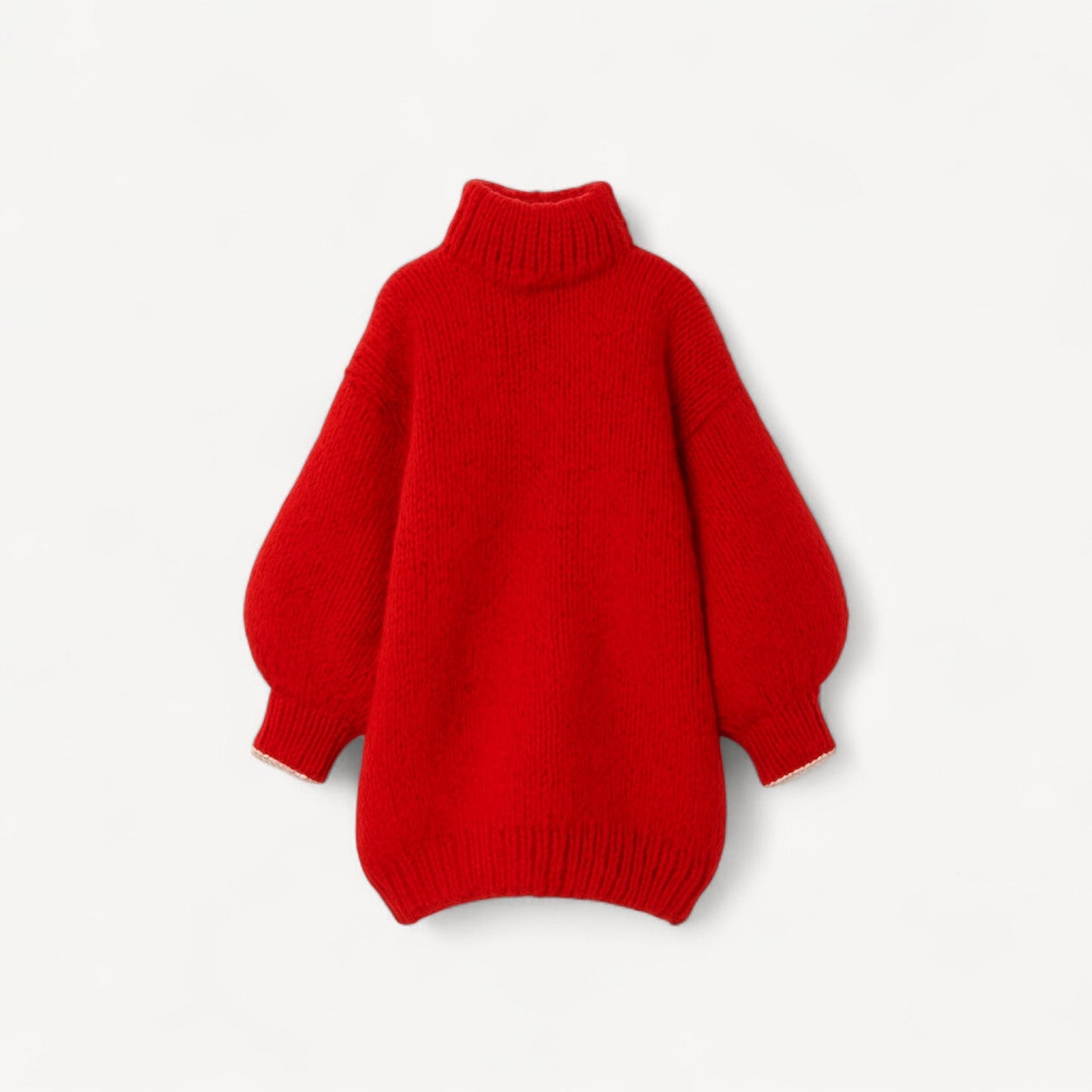 Davies – Übergroßer gestrickter Damenpullover mit hohem Kragen und Ballonärmeln