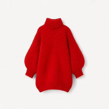 Davies – Übergroßer gestrickter Damenpullover mit hohem Kragen und Ballonärmeln