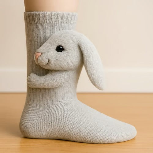 Ladies Knitted 3D Animal Socks for Indoors