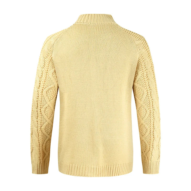 Heren Dikke Kabelgebreide Cardigan - Warm en Comfortabel